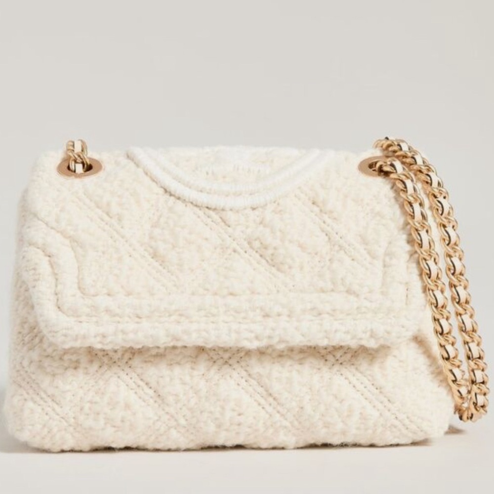 New Tory Burch Fleming Soft Boucle Shoulder Bag